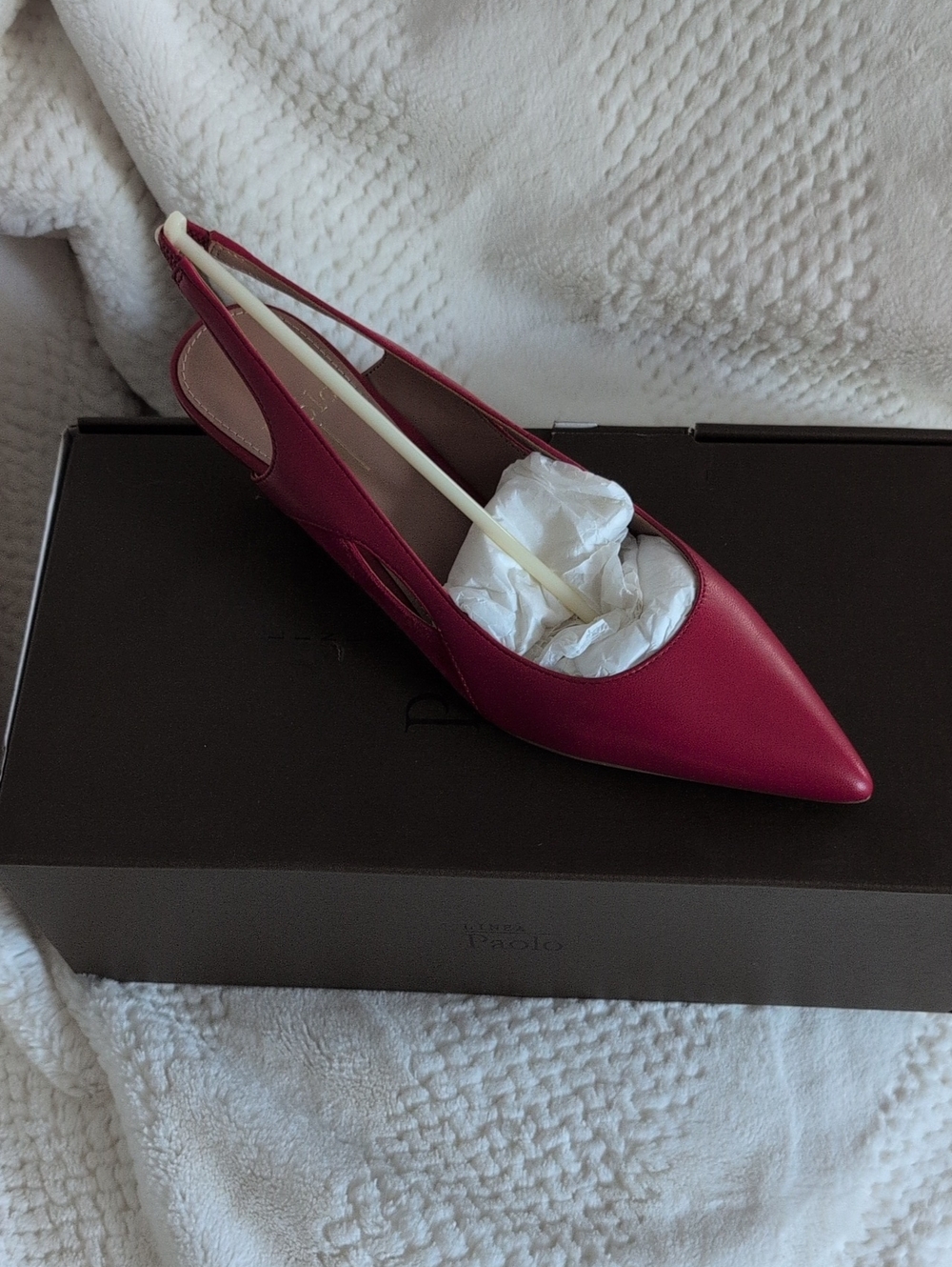 Linea Paolo Red Slingback Pointed-Toe Pump